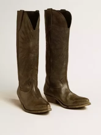 Wish Star Damenstiefel aus schwarzem Leder mit Sternstickerei