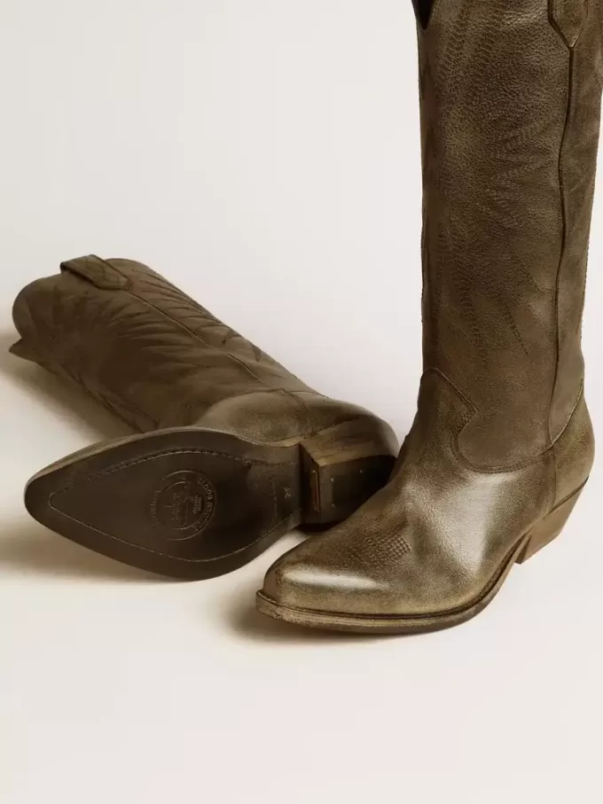 Wish Star Damenstiefel aus schwarzem Leder mit Sternstickerei Wish Star Damenstiefel aus schwarzem Leder mit Sternstickerei