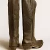 Wish Star Damenstiefel aus schwarzem Leder mit Sternstickerei Wish Star Damenstiefel aus schwarzem Leder mit Sternstickerei
