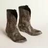 Wish Star Herrenstiefel aus schwarzem Leder mit silbernem Stern