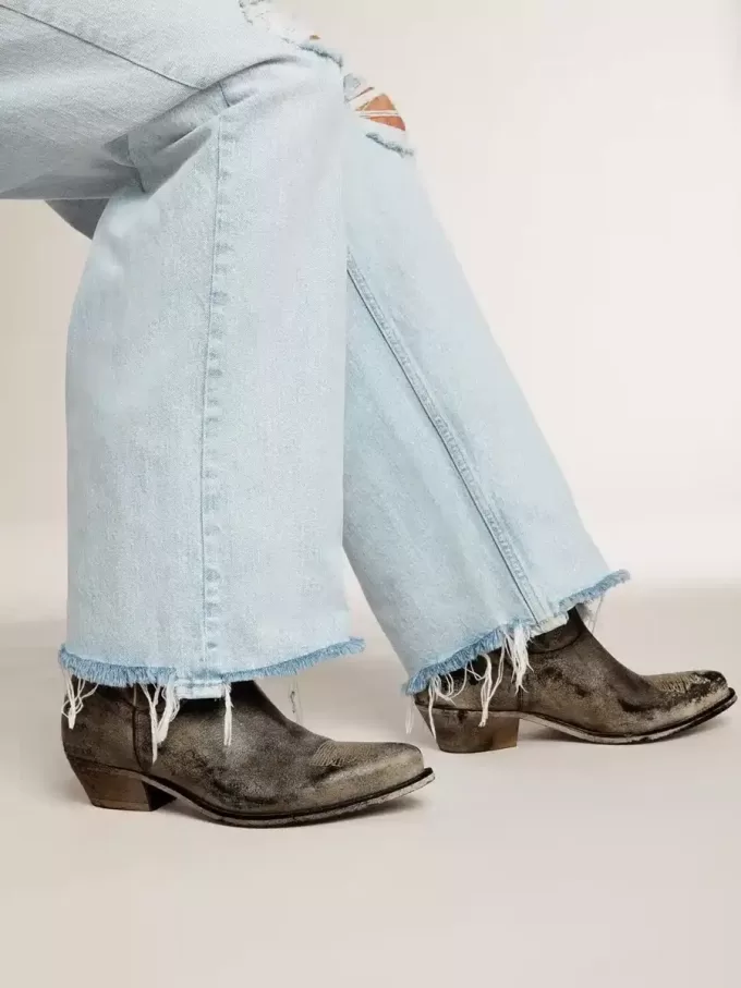 Wish Star Herrenstiefel aus schwarzem Leder mit silbernem Stern