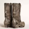 Wish Star Herrenstiefel aus schwarzem Leder mit silbernem Stern