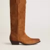 Wish Star Stiefel aus cognacfarbenem Wildleder mit farblich abgestimmtem Stern-Intarsienmuster Wish Star Stiefel aus cognacfarbenem Wildleder mit farblich abgestimmtem Stern-Intarsienmuster