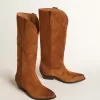 Wish Star Stiefel aus cognacfarbenem Wildleder mit farblich abgestimmtem Stern-Intarsienmuster Wish Star Stiefel aus cognacfarbenem Wildleder mit farblich abgestimmtem Stern-Intarsienmuster