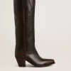 Wish Star Stiefel aus dunkelbraunem Leder mit ton-in-ton gesticktem Stern