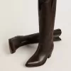 Wish Star Stiefel aus dunkelbraunem Leder mit ton-in-ton gesticktem Stern