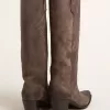 Wish Star Stiefel aus dunkelbraunem Wildleder mit farblich abgestimmtem Stern-Intarsienmuster