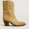Wish Star Stiefeletten aus sandfarbenem, gewachstem Wildleder mit Sternstickerei Wish Star Stiefeletten aus sandfarbenem, gewachstem Wildleder mit Sternstickerei
