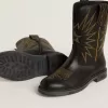 Wish Young Stiefel aus schwarzem Leder mit gelber Sternstickerei