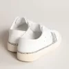 Yatay Model 1B nachhaltige Sneaker mit weißem Obermaterial auf Bio-Basis und silbernem recyceltem Glitzer Y