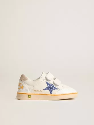 Young Ball Star mit blauem Glitzerstern und beigem Wildleder-Fersenlasche