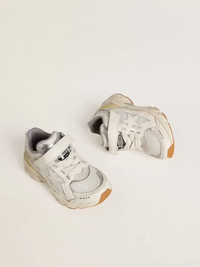 Young Lightstar aus weißem Leder und Mesh mit weißem Lederstern