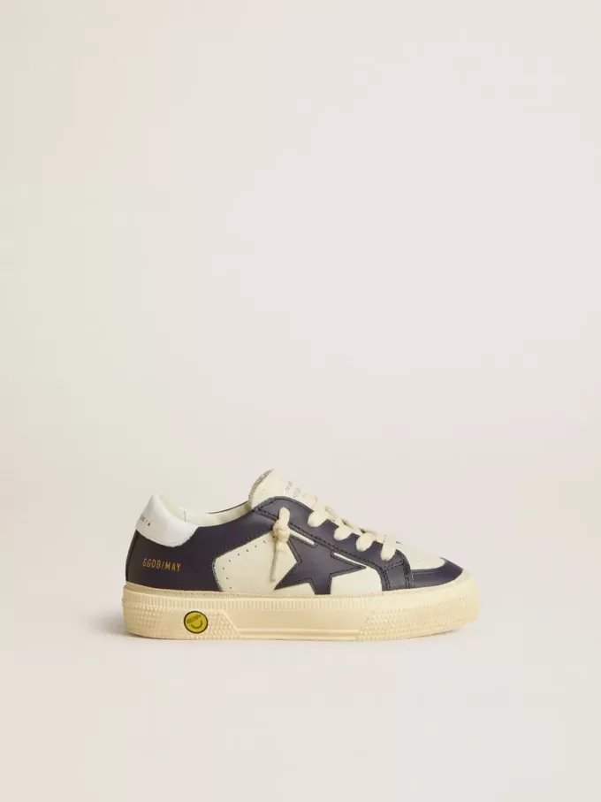 Young May aus weißem und blauem Leder mit Lederstern und Fersenlasche