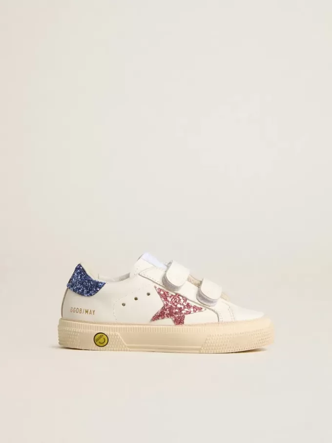 Young May School aus Leder mit Glitzerstern und Fersenlasche Young May School aus Leder mit Glitzerstern und Fersenlasche