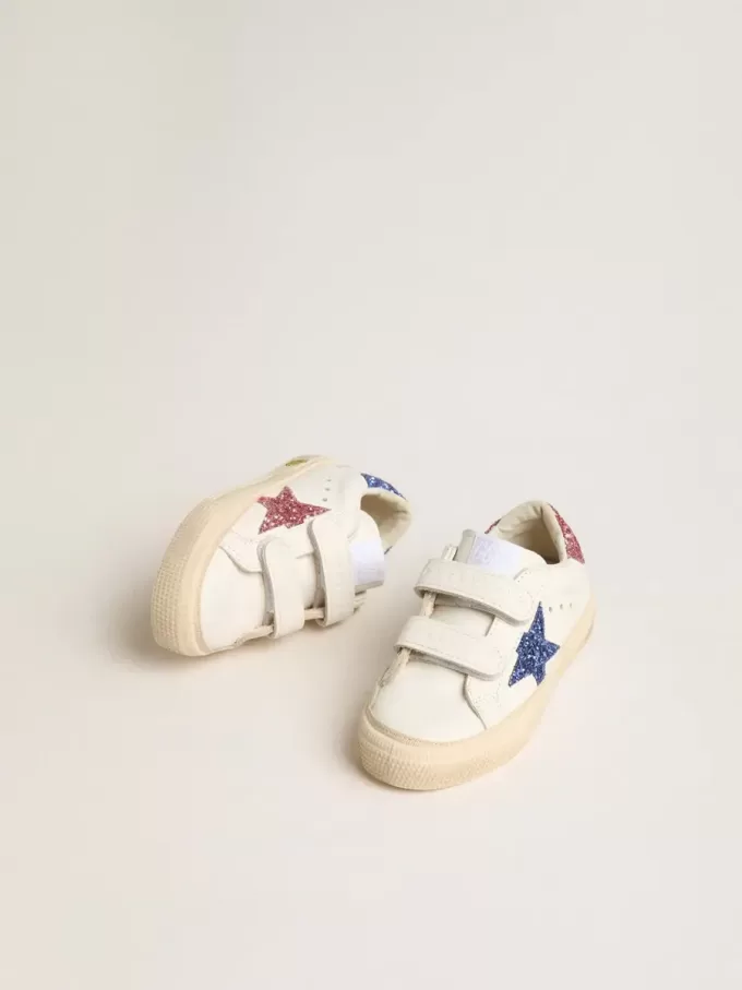 Young May School aus Leder mit Glitzerstern und Fersenlasche Young May School aus Leder mit Glitzerstern und Fersenlasche