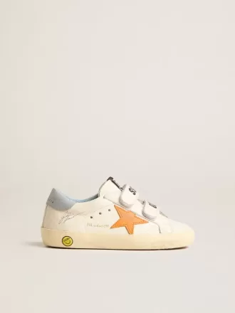 Young Old School aus Leder mit orangefarbenem Stern und babyblauer Fersenlasche