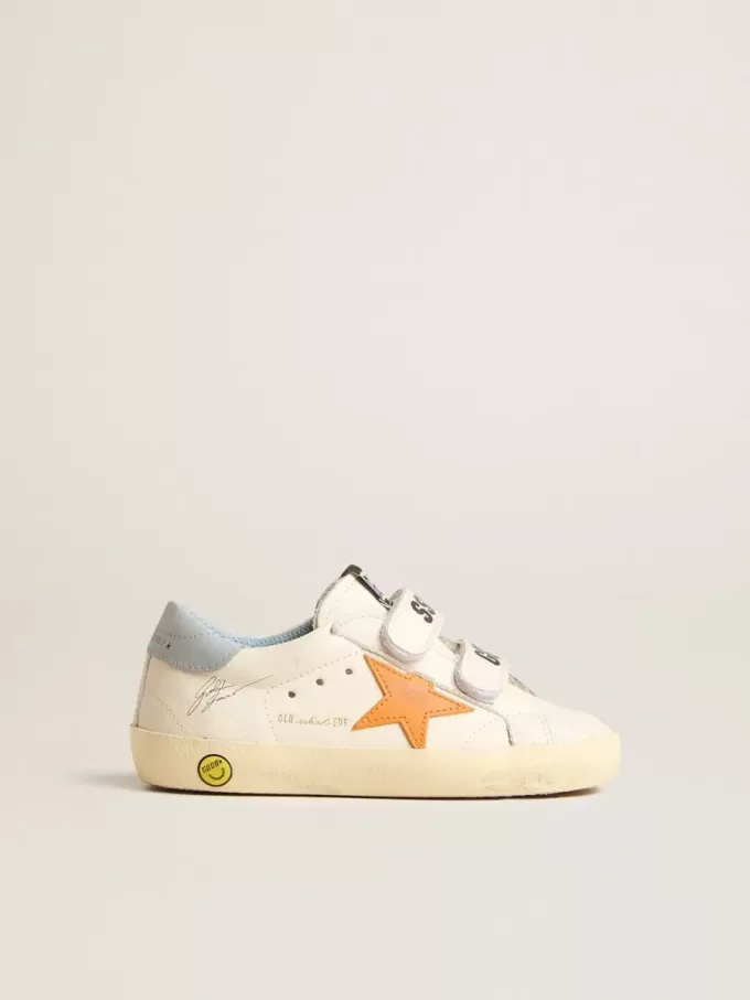 Young Old School aus Leder mit orangefarbenem Stern und babyblauer Fersenlasche