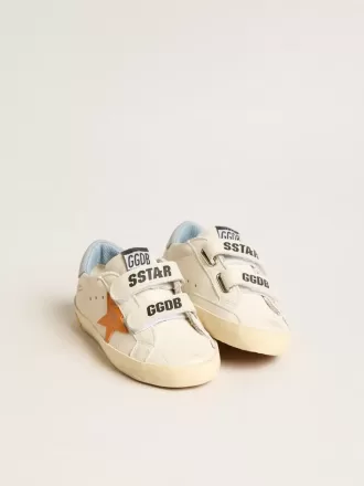 Young Old School aus Leder mit orangefarbenem Stern und babyblauer Fersenlasche