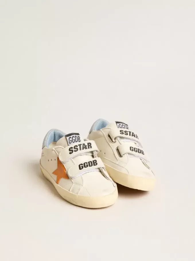 Young Old School aus Leder mit orangefarbenem Stern und babyblauer Fersenlasche