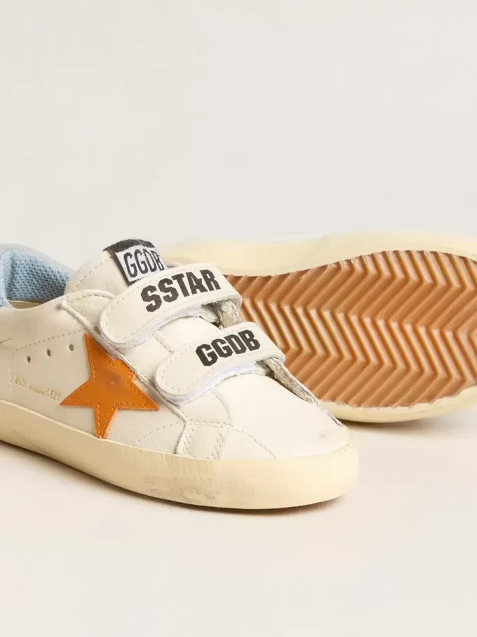 Young Old School aus Leder mit orangefarbenem Stern und babyblauer Fersenlasche