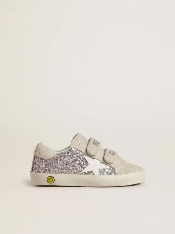 Young Old School in Silber und Pink Glitzer mit weißem Lederstern