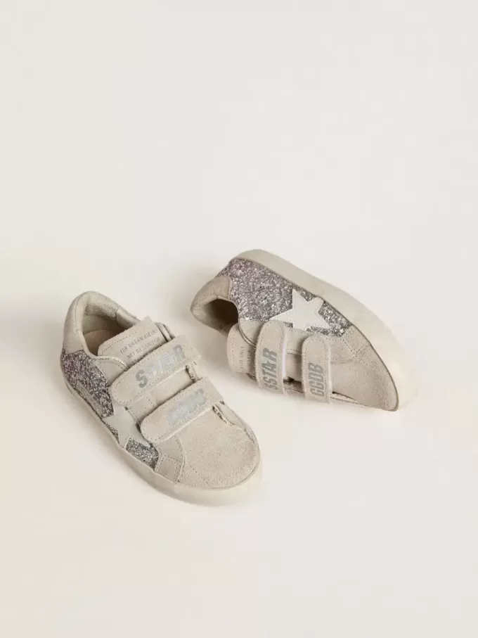 Young Old School in Silber und Pink Glitzer mit weißem Lederstern