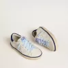 Young Super-Star aus weißem Leder mit blauem Wildleder-Fersenlasche Young Super-Star aus weißem Leder mit blauem Wildleder-Fersenlasche