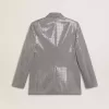 Zweireihige Boyfriend-Jacke aus Wolle mit Mikro-Hahnentrittmuster und Pailletten